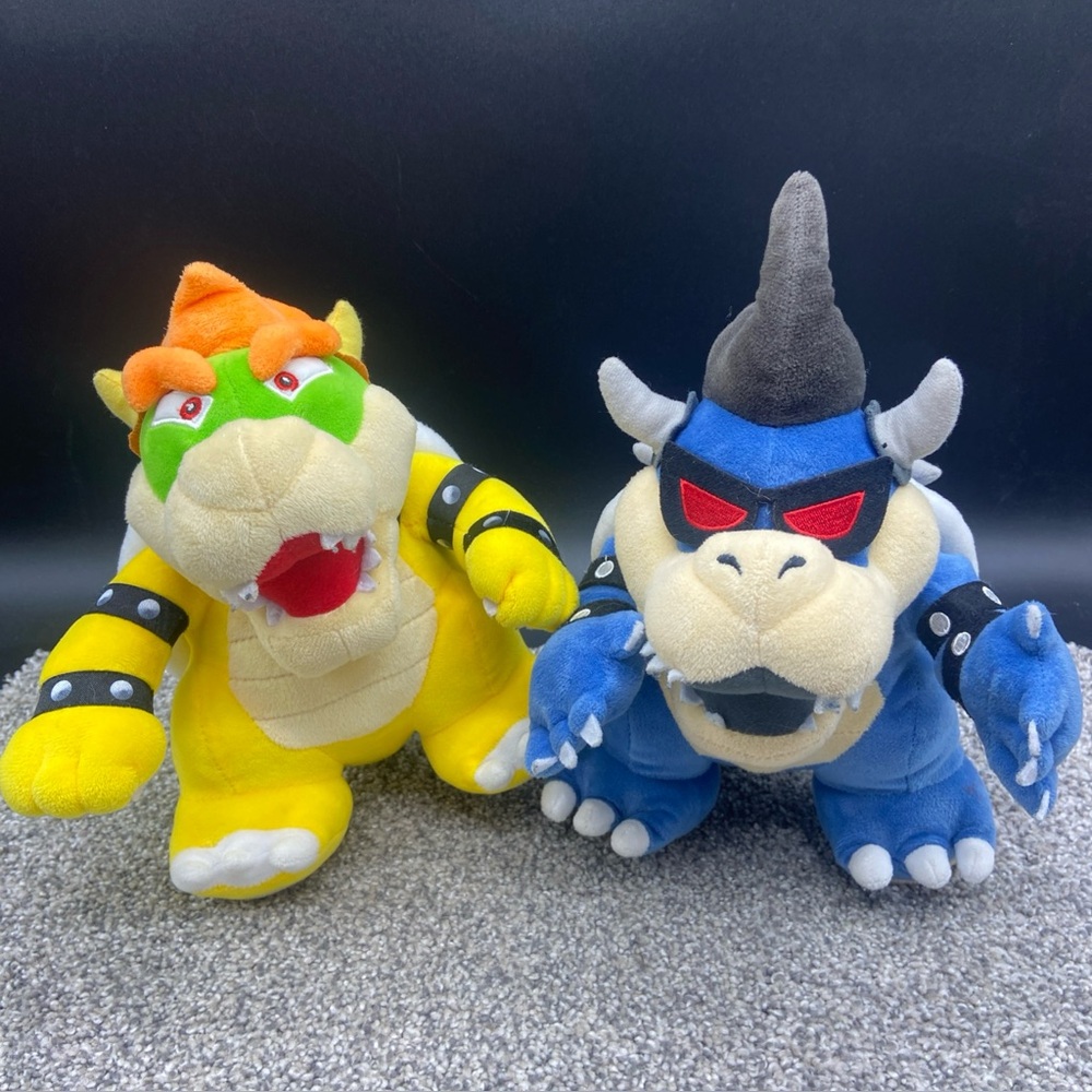 2X Super Mario Bowser Koopa & Dark Bowser Plush Soft Toy Doll Stuffed Animal 10”